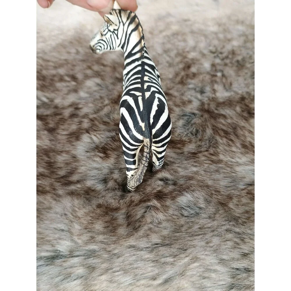 Schleich Zebra Figurine Realistic Animal Toy Collectible Black & White Hand-Pain